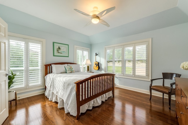 4315 Lago Viento, Austin, TX 78734 - bedroom featuring baseboards, wood finished floors, and a ceiling fan