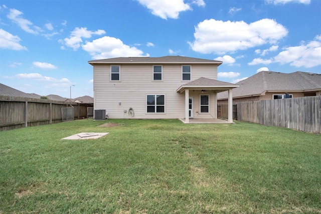 21114 Echo Manor Dr, Hockley, TX 77447 - rear view of house featuring a patio, a fenced backyard, and ceiling fan
