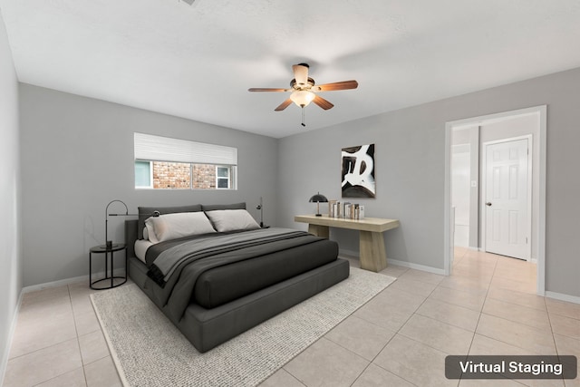 44 Foy Martin Dr, Conroe, TX 77304 - bedroom featuring light tile patterned flooring and ceiling fan