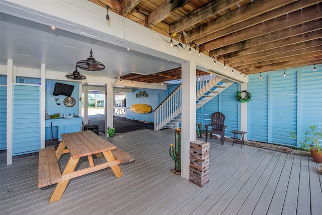 103 Jean Lafitte Cv, Galveston, TX 77554 - wooden terrace with stairs