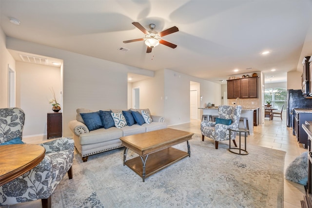 23715 Rivage Ridge Dr, Katy, TX 77493 - living room featuring ceiling fan and recessed lighting