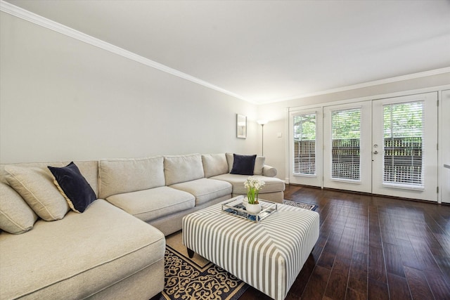 3944 W Alabama St Unit 12, Houston, TX 77027 - living area with crown molding, french doors, and wood finished floors