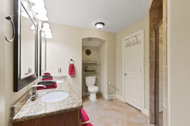 531 Private Road 6350, Dayton, TX 77535 - bathroom featuring double vanity, a shower stall, and tile patterned floors