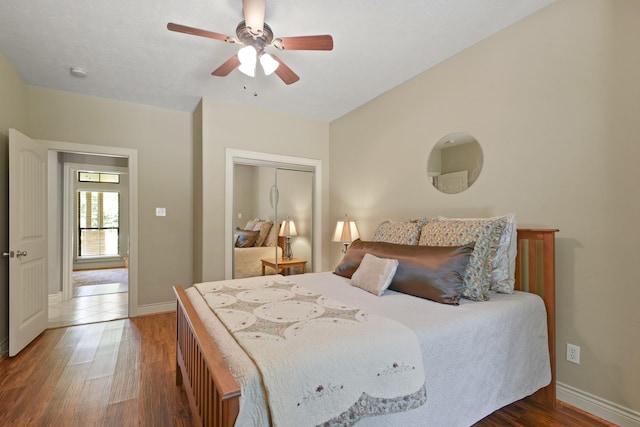 531 Private Road 6350, Dayton, TX 77535 - bedroom featuring wood finished floors, a closet, and a ceiling fan