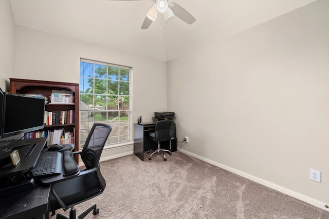 9715 Therrell Dr, Houston, TX 77064 - carpeted office with a ceiling fan and baseboards