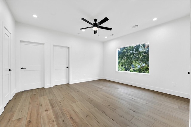 5107 New Orleans St, Houston, TX 77020 - unfurnished bedroom featuring wood finished floors, recessed lighting, baseboards, and ceiling fan