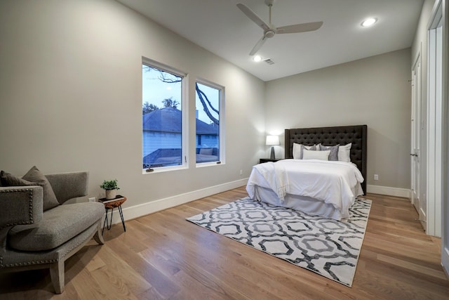 2920 Georgetown St, Houston, TX 77005 - bedroom with wood finished floors, baseboards, recessed lighting, and a ceiling fan