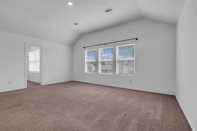 4625 Peralta Heights Way, Porter, TX 77365 - carpeted empty room featuring vaulted ceiling and baseboards
