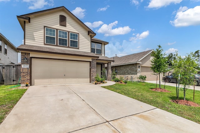 4625 Peralta Heights Way, Porter, TX 77365 - view of front of house with brick siding, an attached garage, driveway, and a shingled roof