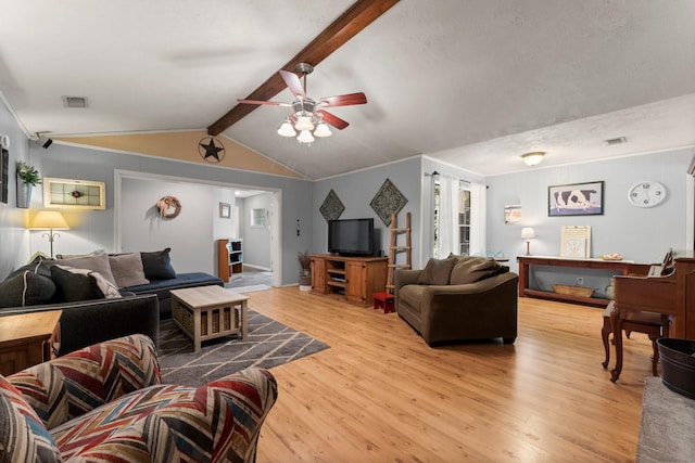 3027 Pine Acres Dr, Conroe, TX 77384 - living room with light wood-style floors, a ceiling fan, and crown molding
