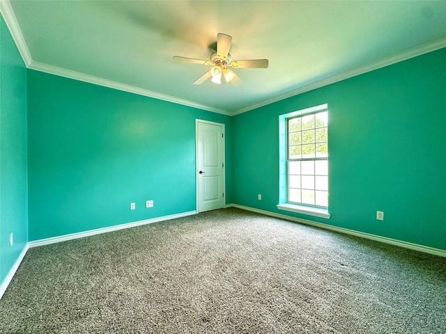 304 Ashwood Bnd, Hudson, TX 75904 - spare room with crown molding, baseboards, carpet, and a ceiling fan
