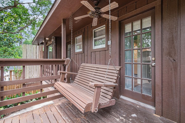 6307 Bayonne Dr, Spring, TX 77389 - porch featuring a ceiling fan