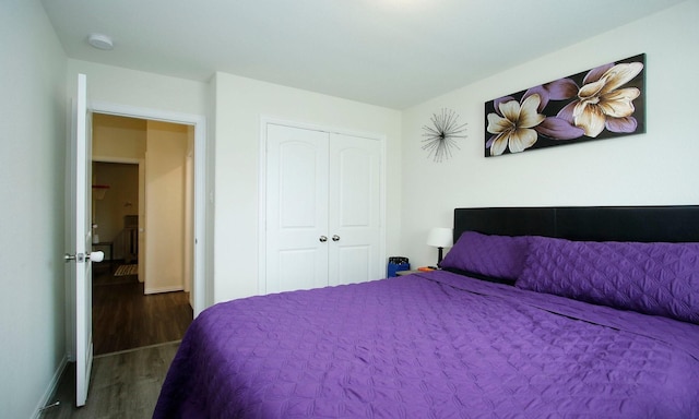 20202 Creekdale Bend Dr, Cypress, TX 77433 - bedroom featuring wood finished floors, a closet, and baseboards