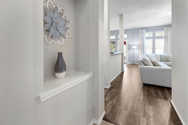 17206 Kobuk Valley Cir, Humble, TX 77346 - corridor featuring wood finished floors and baseboards