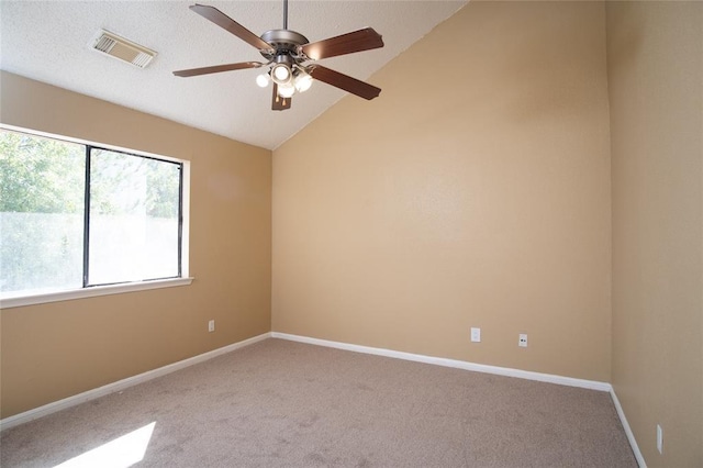 16800 Sugar Pine Dr Unit F44, Houston, TX 77090 - carpeted empty room featuring vaulted ceiling, ceiling fan, and baseboards