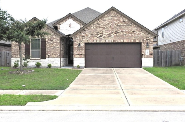 2705 Osprey Ln, Pearland, TX 77581 - view of front of home with brick siding, an attached garage, concrete driveway, and roof with shingles
