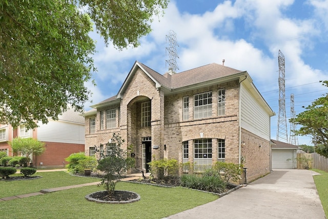 1826 Cheyenne River Cir, Sugar Land, TX 77478 - view of front of property featuring brick siding, a front yard, and a shingled roof