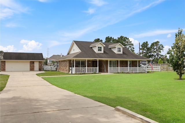 10711 Indian Trails Dr, Tomball, TX 77375 - view of front facade with a porch, brick siding, and a garage