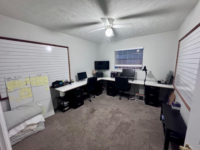 219 Lakeside Dr, Kemah, TX 77565 - carpeted office with ceiling fan and a textured ceiling