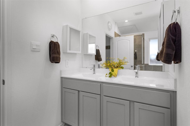 315 Coral Drift Ct, Crosby, TX 77532 - bathroom featuring double vanity and a shower
