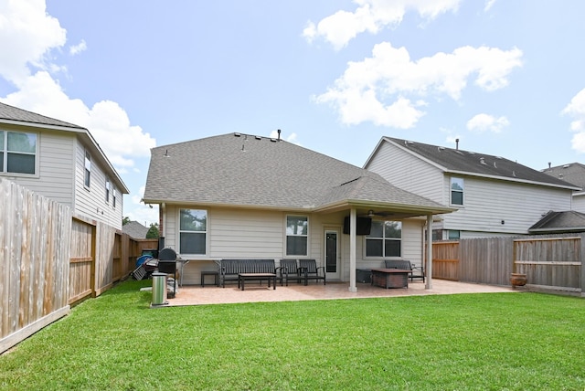 26414 Longview Creek Dr, Katy, TX 77494 - rear view of property featuring a patio area, a ceiling fan, and roof with shingles