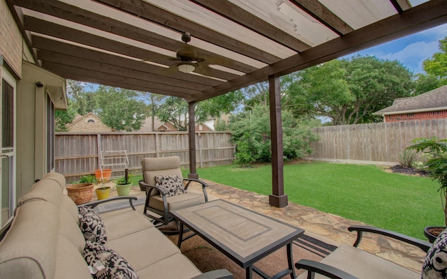 3203 Blaesser Dr, Pearland, TX 77584 - view of patio featuring a ceiling fan