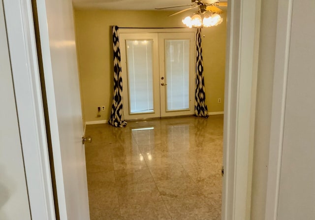24360 Webb Rd, Porter, TX 77365 - foyer with french doors, a ceiling fan, and baseboards