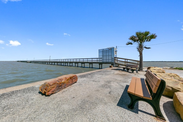 22212 Cantina Dr, Galveston, TX 77554 - dock featuring view of water and beach and a pier