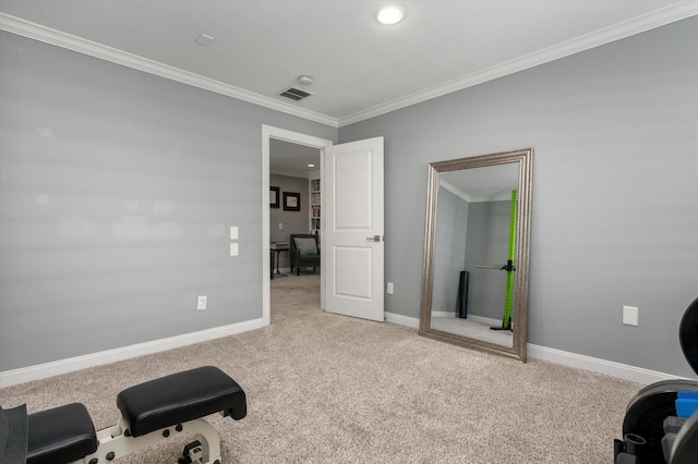 211 Valmar St, Kemah, TX 77565 - workout room with carpet, ornamental molding, and baseboards