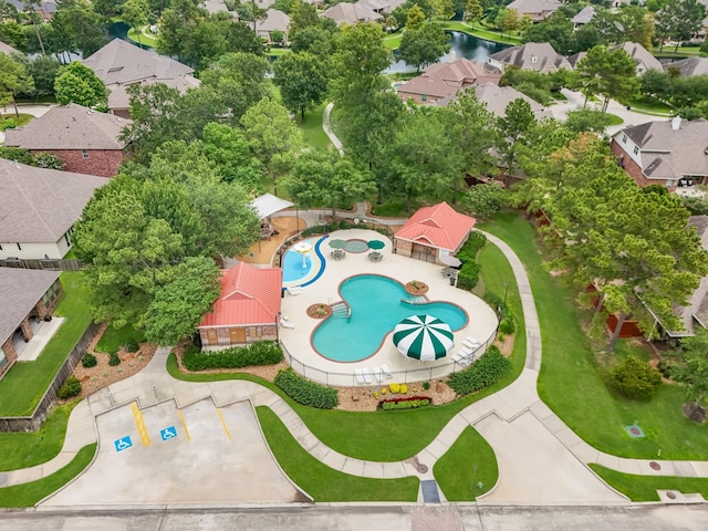 18630 Landrum Point Ln, Spring, TX 77388 - aerial perspective of suburban area featuring a pool
