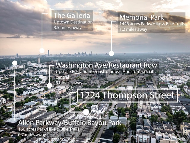 1224 Thompson, Houston, TX 77007 - aerial overview of property's location