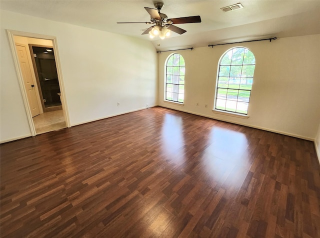 15903 Ridge Park Dr, Houston, TX 77095 - unfurnished room with dark wood-style floors, ceiling fan, and baseboards