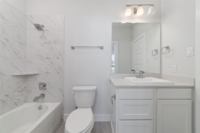 11023 White Caterpillar Dr, Cypress, TX 77433 - full bath featuring vanity, toilet, shower / bathtub combination, and baseboards