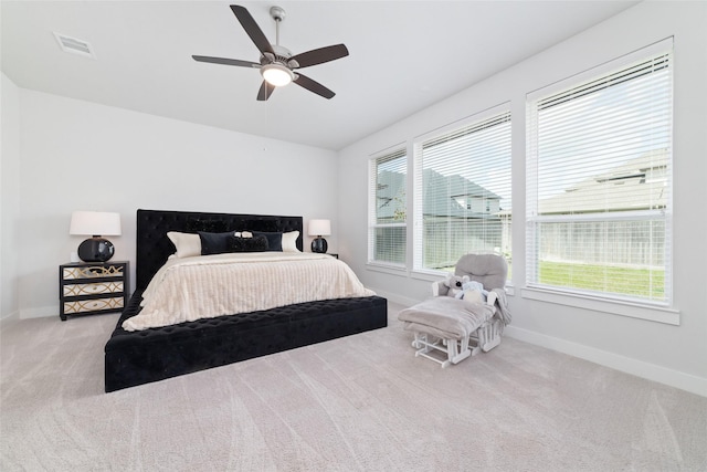 11023 White Caterpillar Dr, Cypress, TX 77433 - bedroom with carpet floors, baseboards, ceiling fan, and lofted ceiling