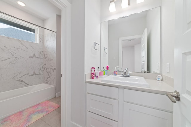 11023 White Caterpillar Dr, Cypress, TX 77433 - full bath with vanity, bathing tub / shower combination, and tile patterned flooring