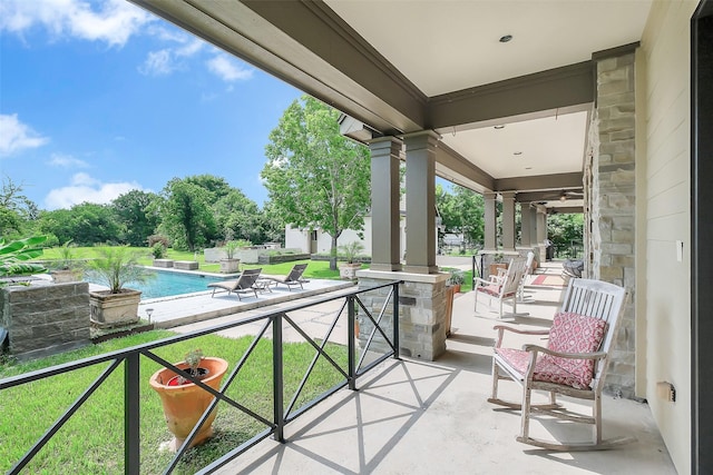 4002 Old Chocolate Bayou Rd Unit Cr89, Manvel, TX 77578 - covered porch with an outdoor pool and a lawn