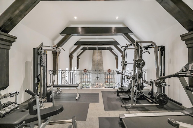 4002 Old Chocolate Bayou Rd Unit Cr89, Manvel, TX 77578 - exercise room with vaulted ceiling and recessed lighting
