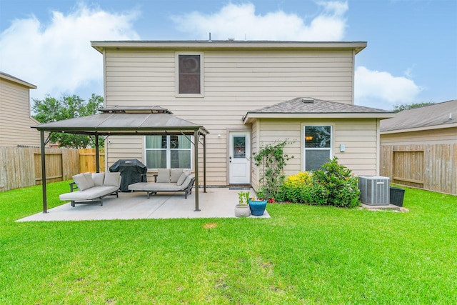 4719 Redbud Place Ln, Richmond, TX 77469 - rear view of property featuring a gazebo, central air condition unit, outdoor lounge area, and a patio