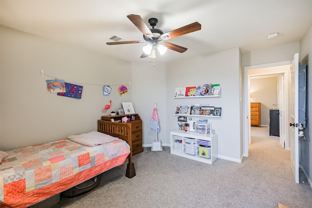 4719 Redbud Place Ln, Richmond, TX 77469 - bedroom with light colored carpet, a ceiling fan, and baseboards