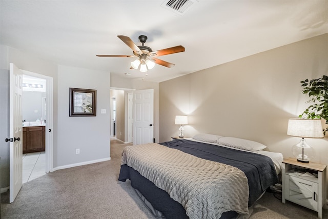 4719 Redbud Place Ln, Richmond, TX 77469 - bedroom with carpet floors, baseboards, ceiling fan, and ensuite bath