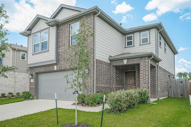 12327 Buck Sable Ln, Houston, TX 77044 - view of front of home featuring an attached garage, brick siding, and driveway