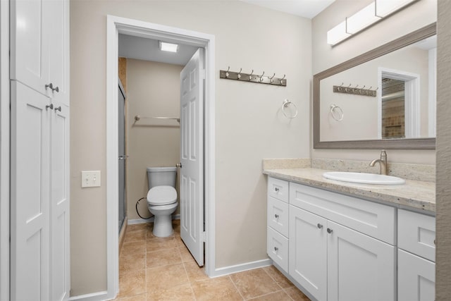 161 Litchfield Ln, Houston, TX 77024 - full bath with a shower stall, vanity, and tile patterned flooring