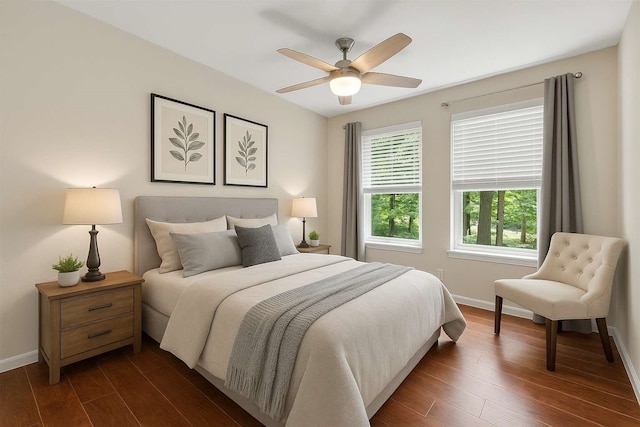 161 Litchfield Ln, Houston, TX 77024 - bedroom with dark wood-style flooring and ceiling fan