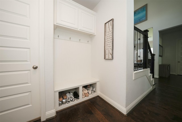 21015 Arden Park Dr, Richmond, TX 77407 - mudroom with dark wood-style floors and baseboards
