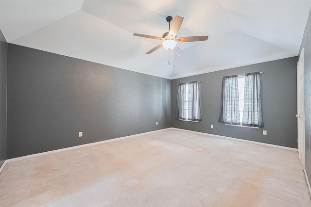 3718 Sweetgum Hill Ln, Houston, TX 77345 - spare room with lofted ceiling, a ceiling fan, light colored carpet, and baseboards