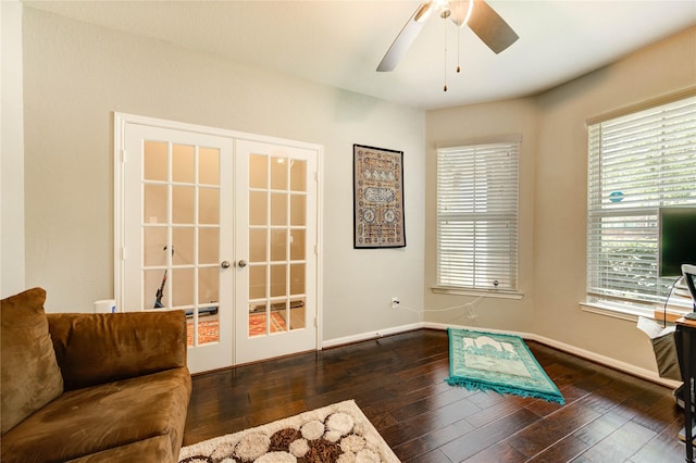 6119 Cresting Knolls Cir, Richmond, TX 77407 - unfurnished office with french doors, ceiling fan, healthy amount of natural light, and wood-type flooring