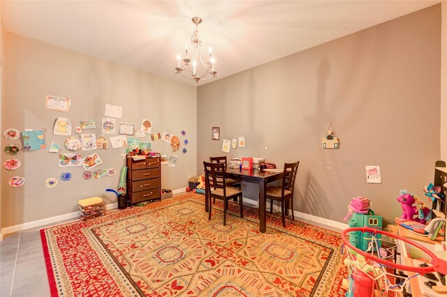 6119 Cresting Knolls Cir, Richmond, TX 77407 - dining area with a chandelier and tile patterned floors