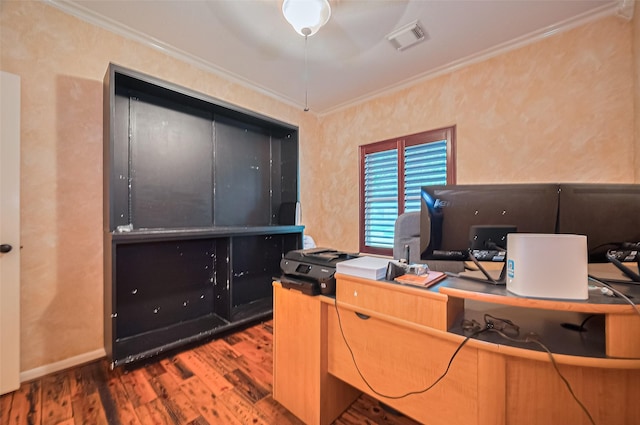 15014 Redbud Leaf Ln, Cypress, TX 77433 - office area featuring crown molding and wood finished floors