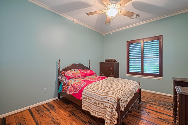 15014 Redbud Leaf Ln, Cypress, TX 77433 - bedroom featuring crown molding, hardwood / wood-style flooring, and ceiling fan