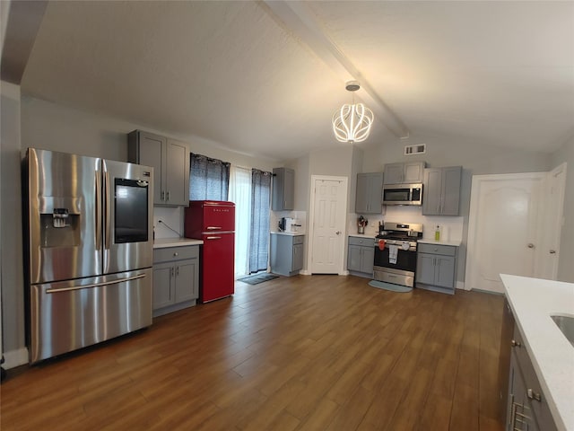 9711 Ebb St, Houston, TX 77089 - kitchen featuring appliances with stainless steel finishes, gray cabinets, and light countertops
